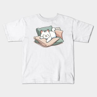 Sleeping Cute Cat Kids T-Shirt